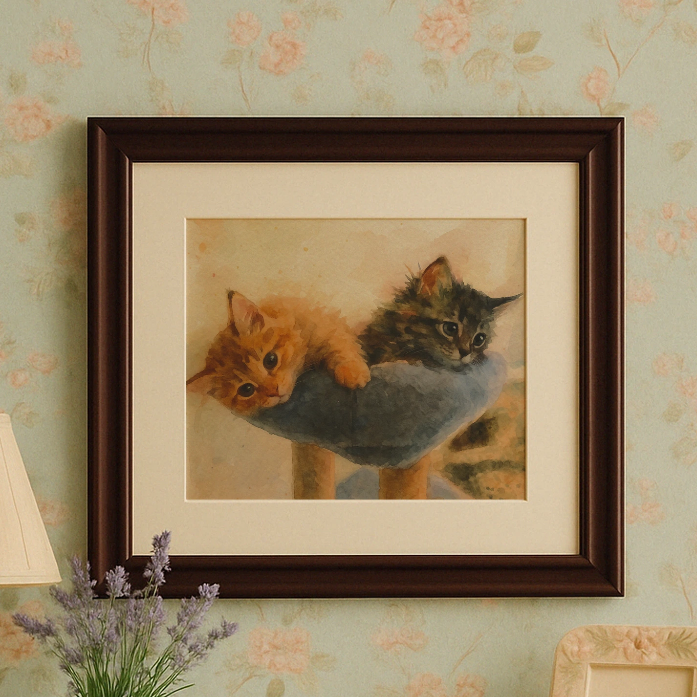 Watercolor style pet portrait example